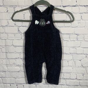 Oshkosh Vintage Baby Mohair Overalls Navy Size 6-9M Fleece Embroidered Warm
